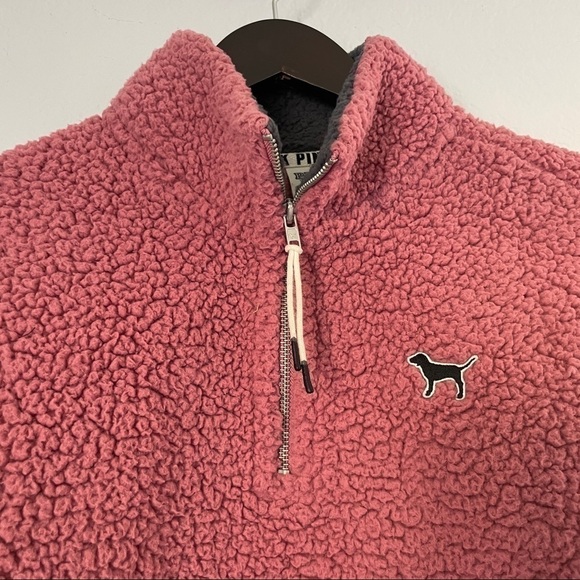 Pink Victoria’s Secret Sherpa 1/4 Zip Pink Pullover Sweater XS - Picture 2 of 6